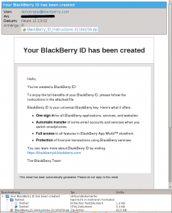 BlackBerry ID created