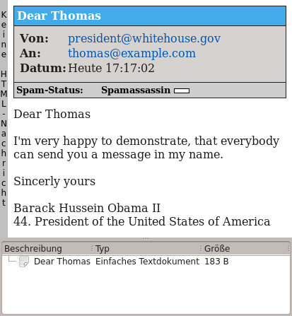 Fake Mail from Barack Obama