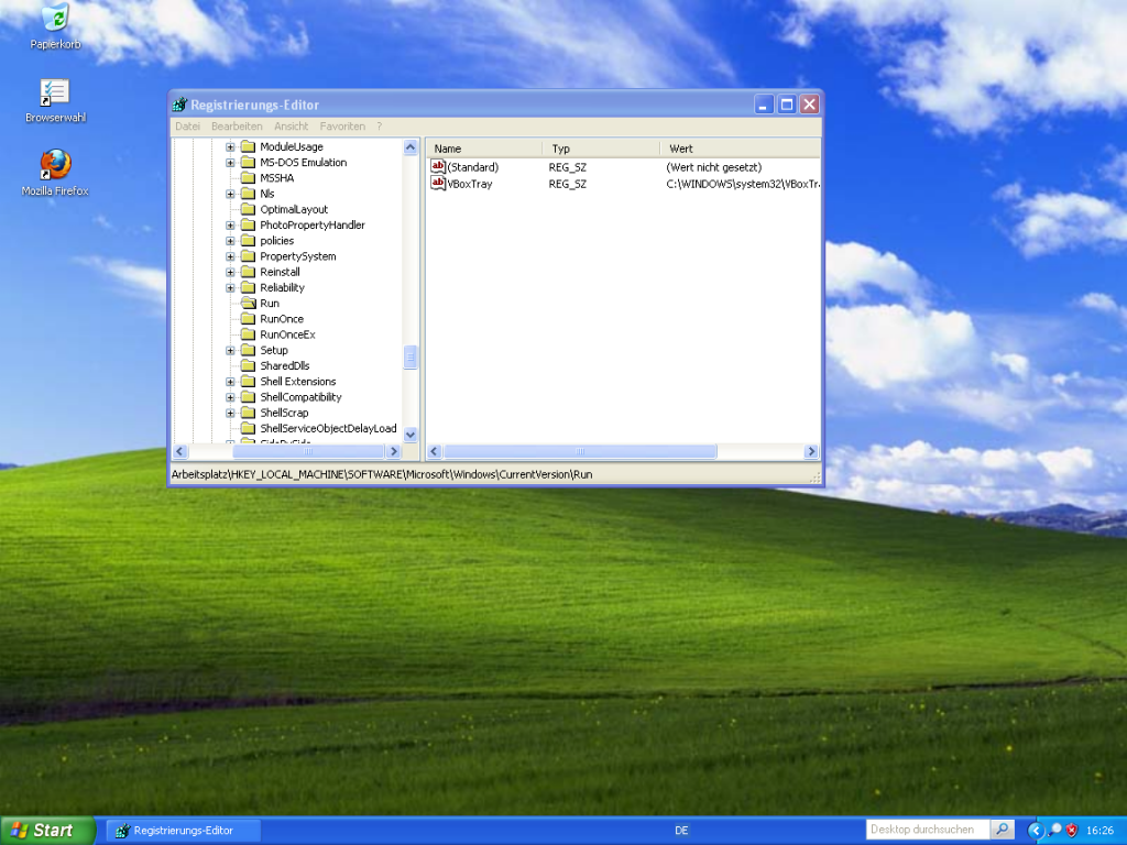 Windows Registry Eintrag Schlüssel Run