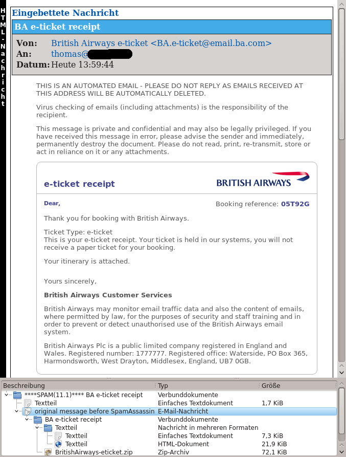 BA e-ticket receipt