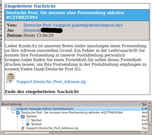 Deutsche Post. Sie mussen eine Postsendung abholen #G2TR82V094