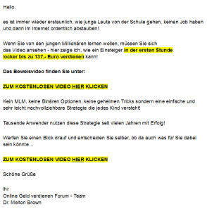 Der Swiss Report: Bild in der Spam-Mail