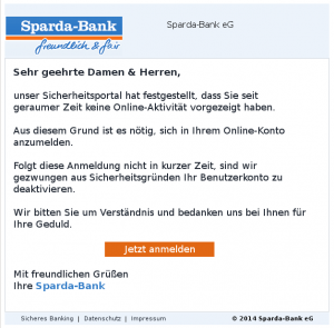 Sparda-Bank Phishing E-Mail