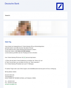 Deutsche Bank Telefon Banking PIN Phishing Mail