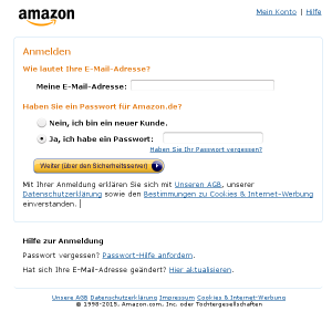 Gefälschte Amazon-Anmeldung
